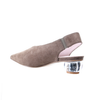 Thumbnail for Clear Heel Suede Pointed Toe Pumps (Dark Beige)