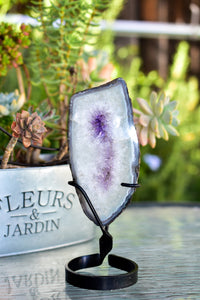 Thumbnail for Whyte Quartz - Amethyst Slice on Metal Display Stand -