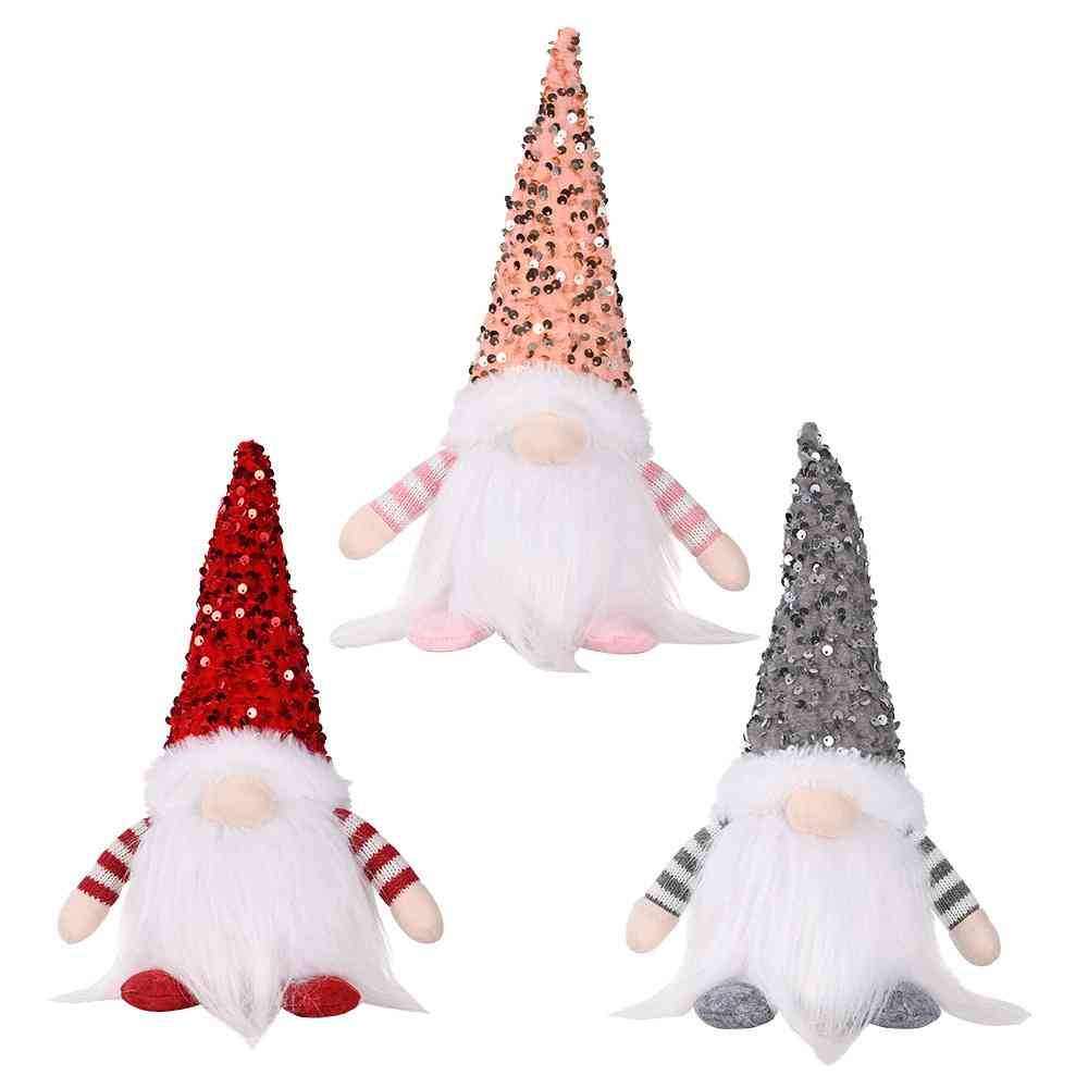 Sequin Light-Up Christmas Gnomes - 11.8" - [5-10 DAY DELIVERY] - T - 3 COLORS / 1 SIZE -