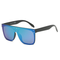 Thumbnail for Akron | S2060 - Flat Top Oversize Mirrored Square Sunglasses Circle - 4 COLORS -