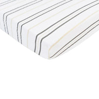 Thumbnail for Newcastle - Grey Stripe Cotton Muslin Crib Sheet -