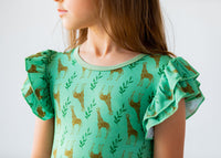 Thumbnail for Eclipse Kids - Flutter Sleeve Twirl Dress - Giraffes - SIZES 2T THRU 11/12 -