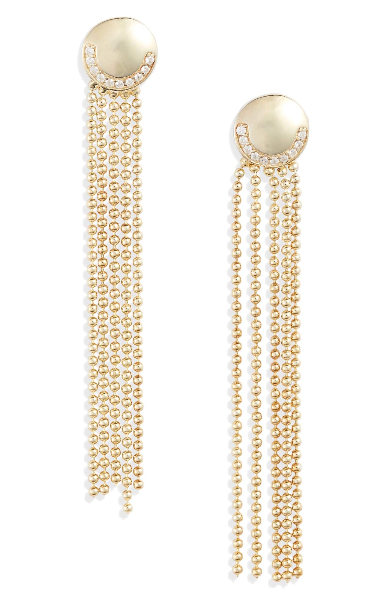 Knotty - Ball Chain Fringe Drop Earrings  - 2 FINISHES -