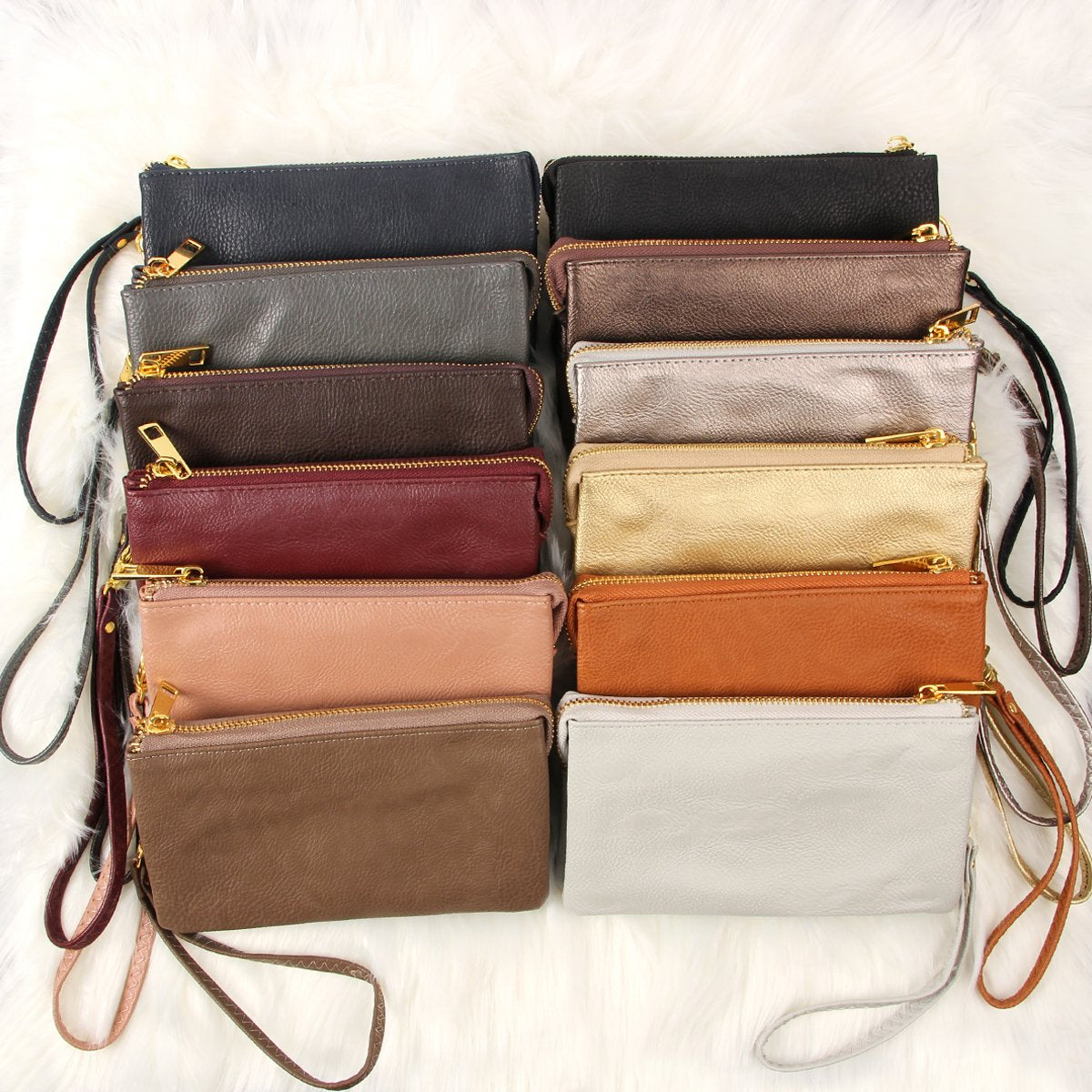 Riah Fashion - Leather Wallet With Detachable Wristlet - 25 COLORS -