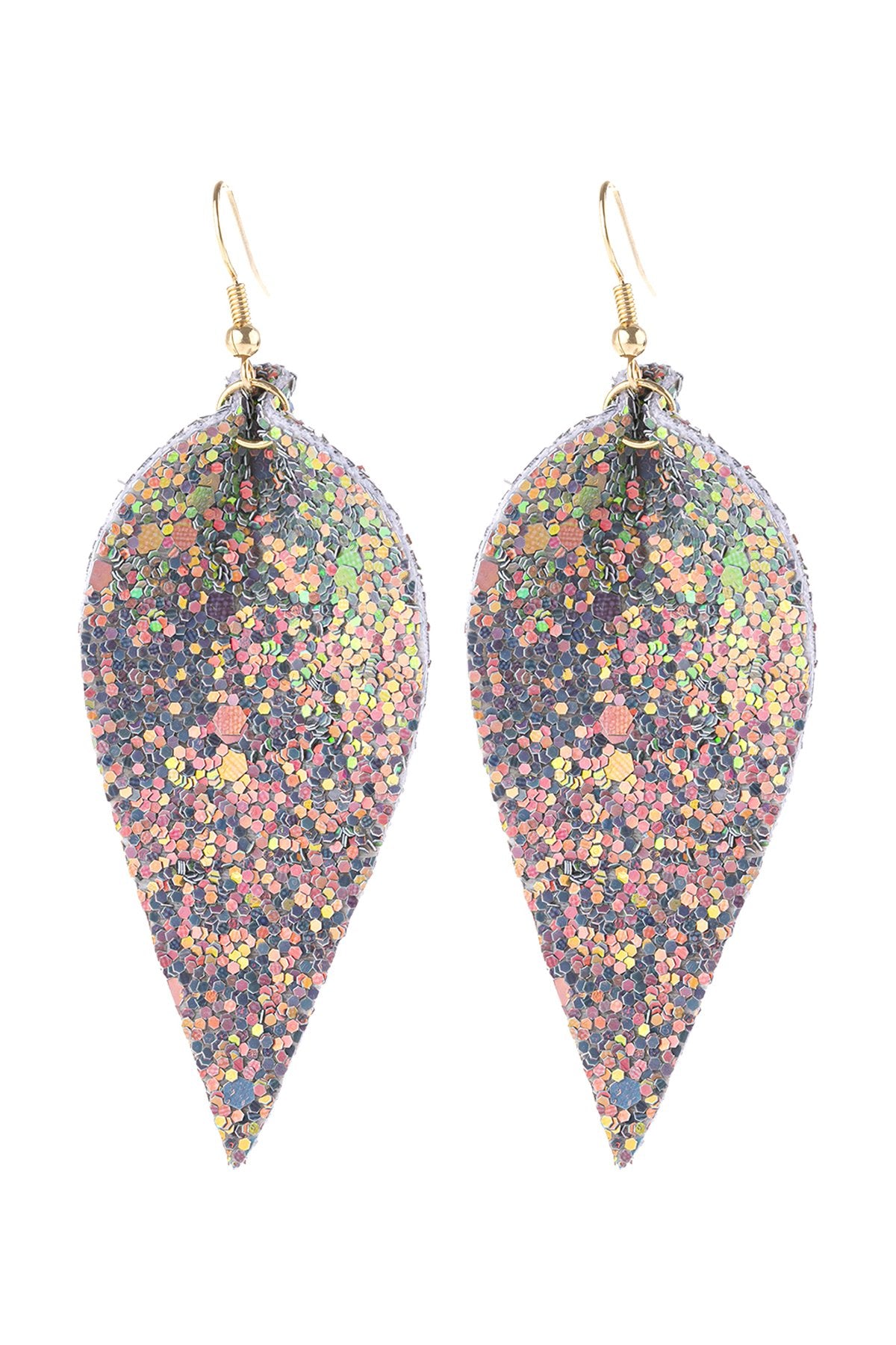 Pinched Sequin Leather Drop Earrings - 8 COLORS