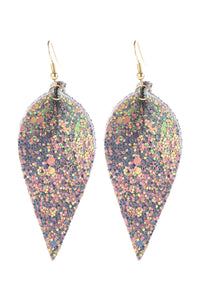 Thumbnail for Pinched Sequin Leather Drop Earrings - 8 COLORS