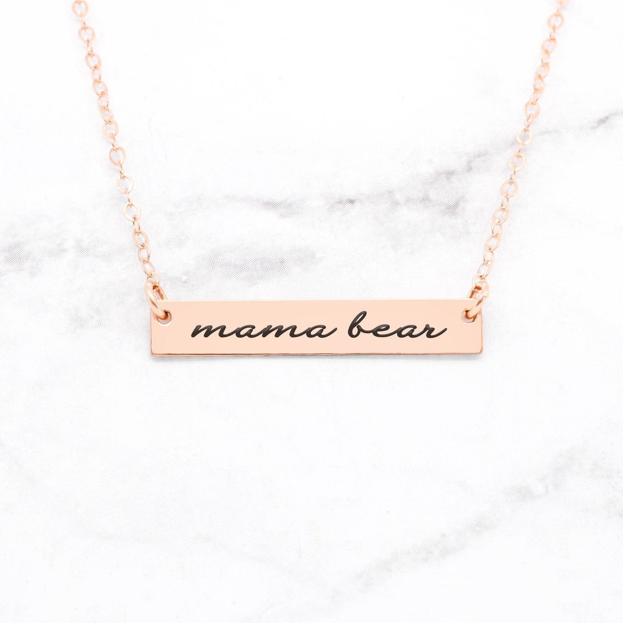 Mama Bear Bar Necklace - Gold -