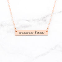 Thumbnail for Mama Bear Bar Necklace - Rose Gold -