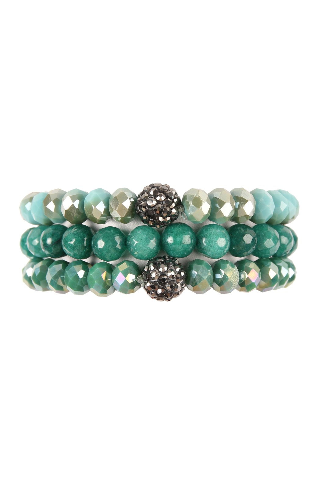 Glass and Natural Stone Bracelet Set - 9 COLORS -