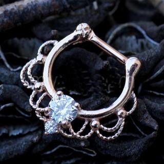 Rose Gold Plated 316L Stainless Steel Made for Royalty Ornate Septum Clicker