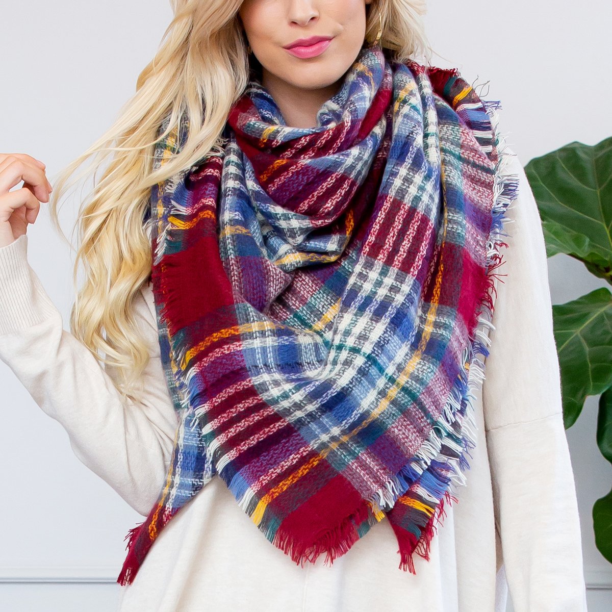 Riah Fashion - Fringe Blanket Scarf -