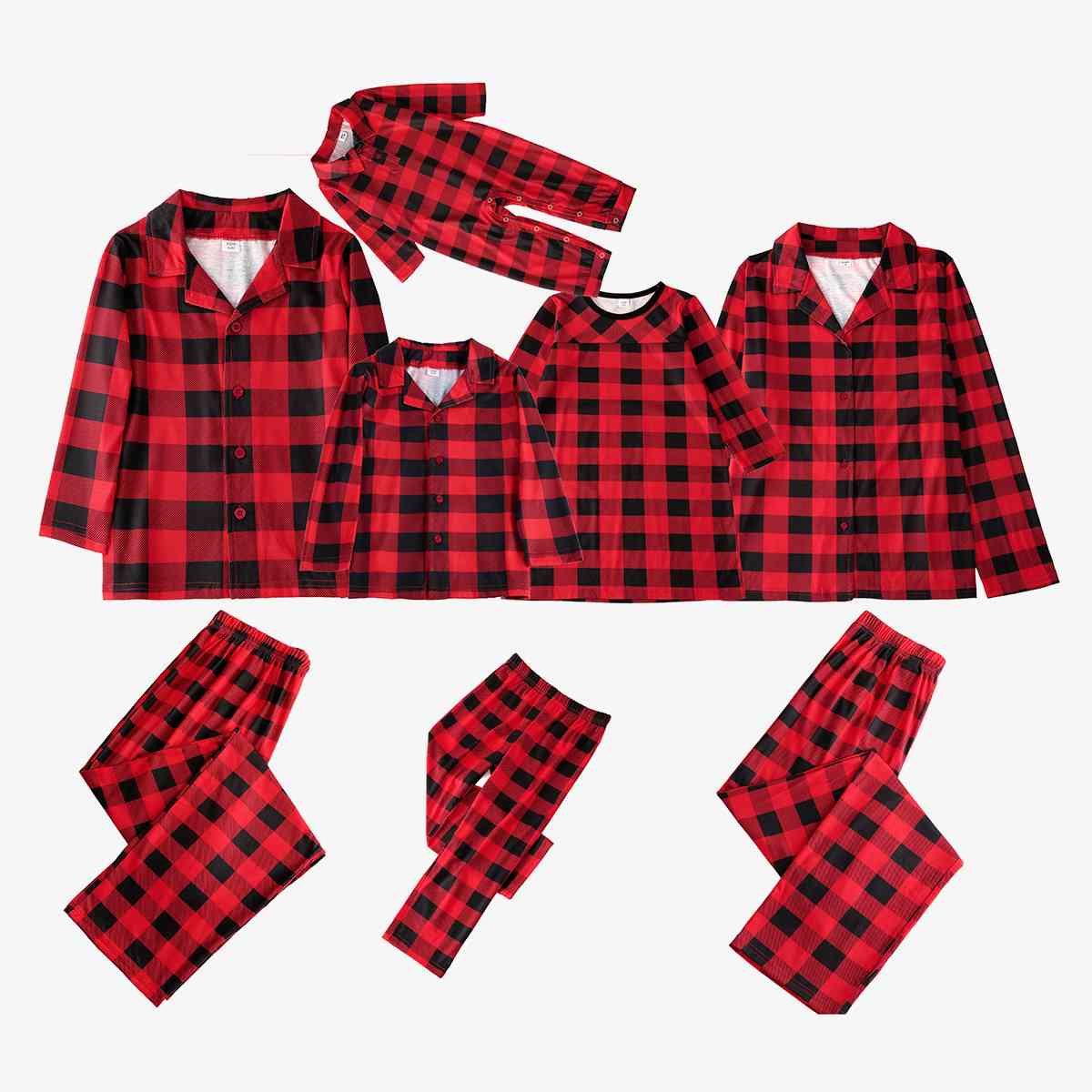 WOMEN Plaid Collared Neck Shirt and Pants Set - T -