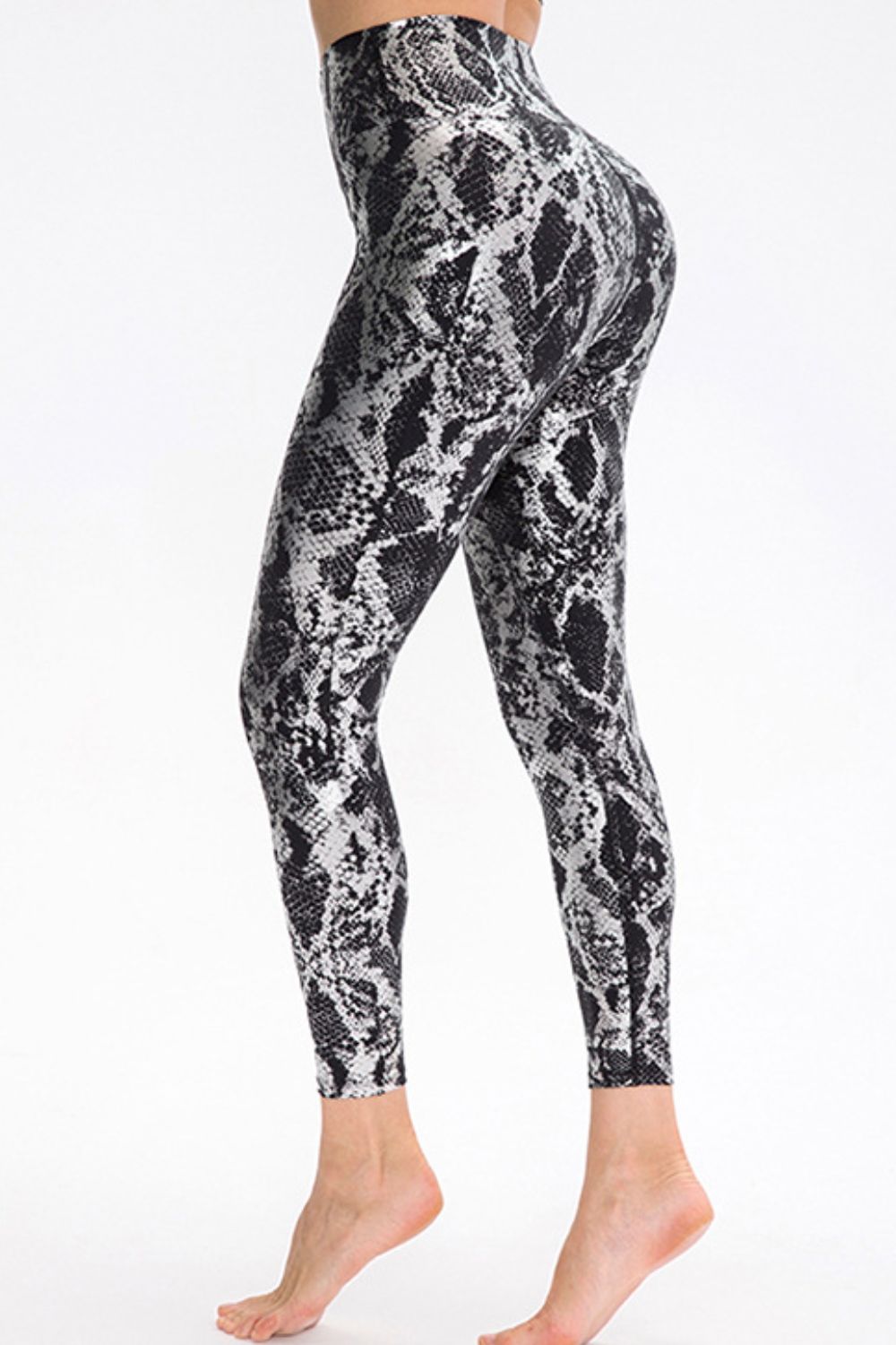 Animal Print Slim Fit Wide Waistband Long Sports Leggings - T - 4 COLORS -