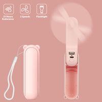 Thumbnail for Savoy - Foldable 3 in 1 Handheld Portable Mini Air Cooling Fan & Power Bank 2000mAh - Pink - 1 COLOR -