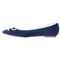 Thumbnail for Bow Suede Ballerina (Navy)