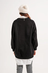 Thumbnail for Q2 - Super Oversized Sweatshirt With Seam Detail in Black - 1 COLOR -