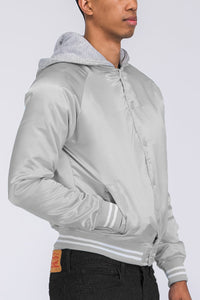 Thumbnail for Satin Hooded Varsity Jacket - 7 COLORS -