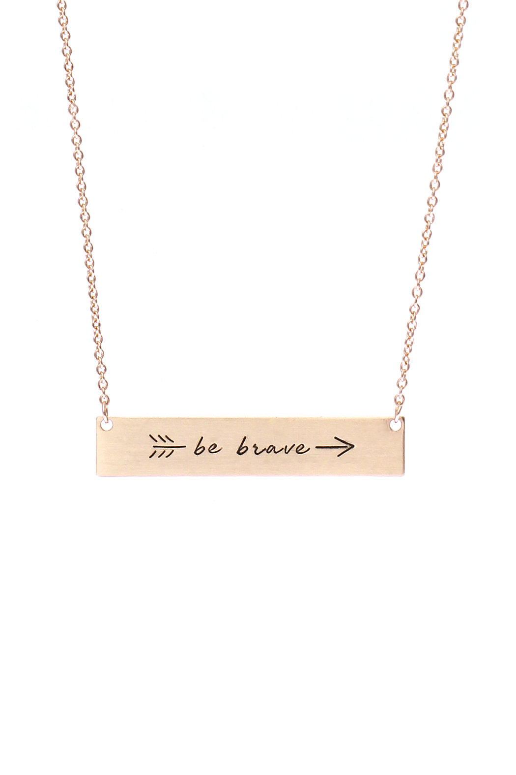 Riah Fashion - "Be Brave" Bar Necklace - 3 FINISHES