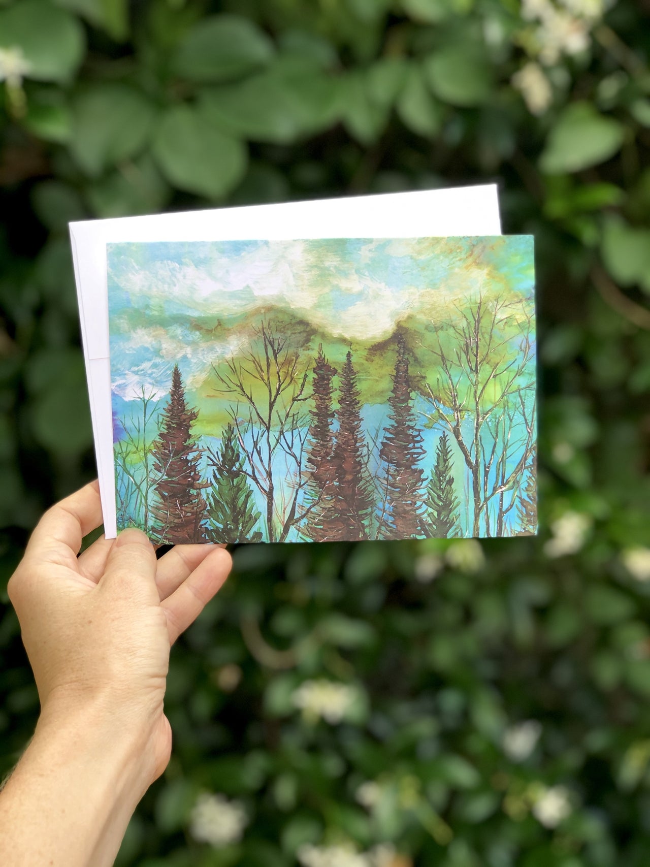 Green Sky Landscape : Greeting Card - 5"X7" - 1 OR SET(6) -