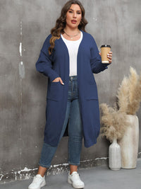 Thumbnail for Plus Size Only Long Sleeve Pocketed Cardigan - T - 9 COLORS -