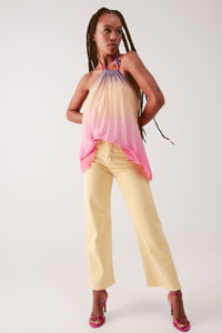 Thumbnail for Q2 - High Neck Pleat Top in Pink Ombre - 1 COLOR -