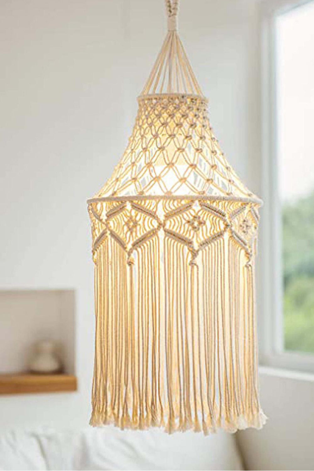 Macrame Hanging Lampshade - 11.8' X 31.5" - T - 2 COLORS -