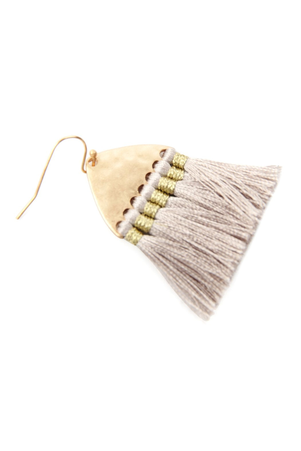 Thread Tassel Hammered Metal Hook Earrings - 11 COLORS -