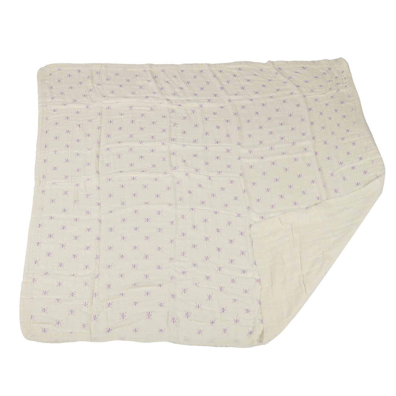 Lavender Flower and White Bamboo Muslin Newcastle Blanket -