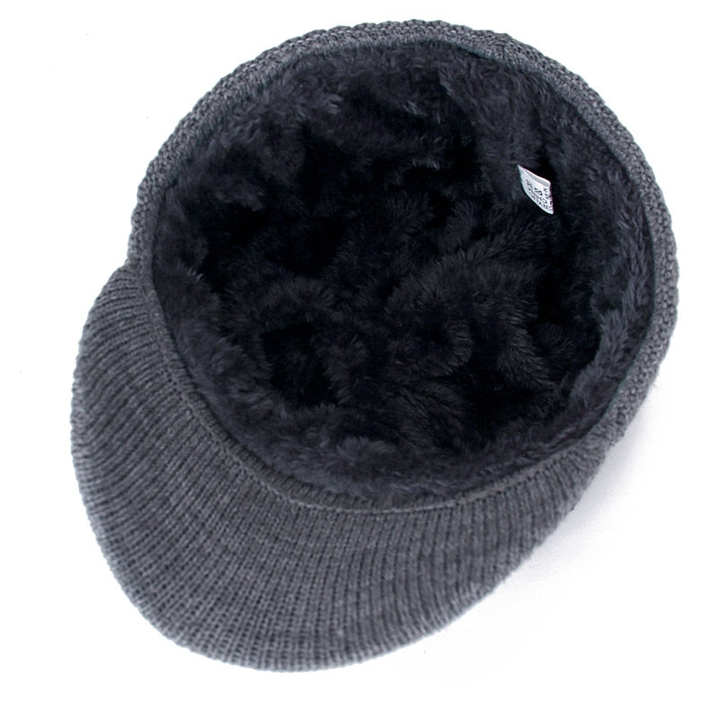 New Unisex Warm Winter Hat With Brim - Knitted Hat - Choose additional matching Scarf! - [23 DAY DELIVERY] - 4 COLORS -