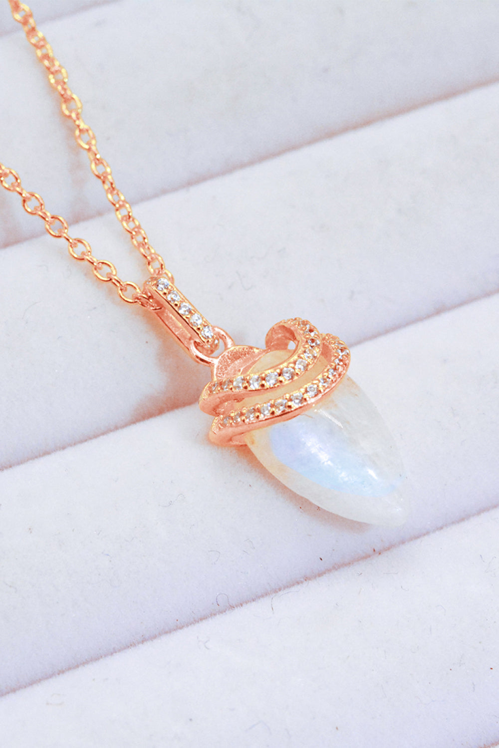 18K Gold-Plated Moonstone Pendant Necklace - T - 2 FINISHES -