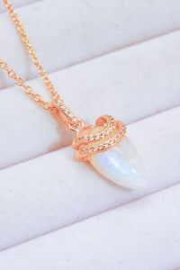 Thumbnail for 18K Gold-Plated Moonstone Pendant Necklace - T - 2 FINISHES -