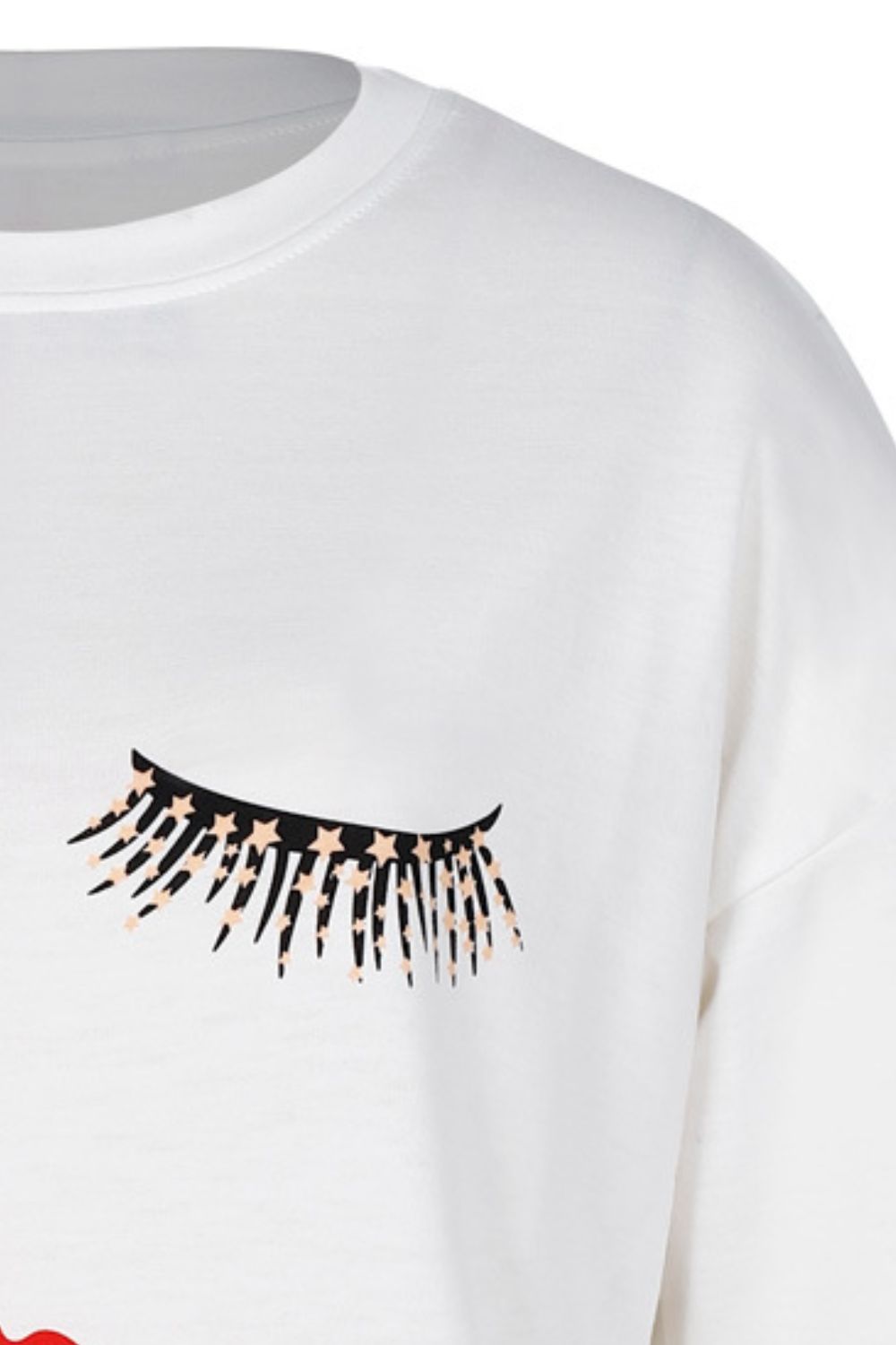 Graphic Dropped Shoulder Round Neck Sweatshirt - T - 3 LIP DESIGNS -