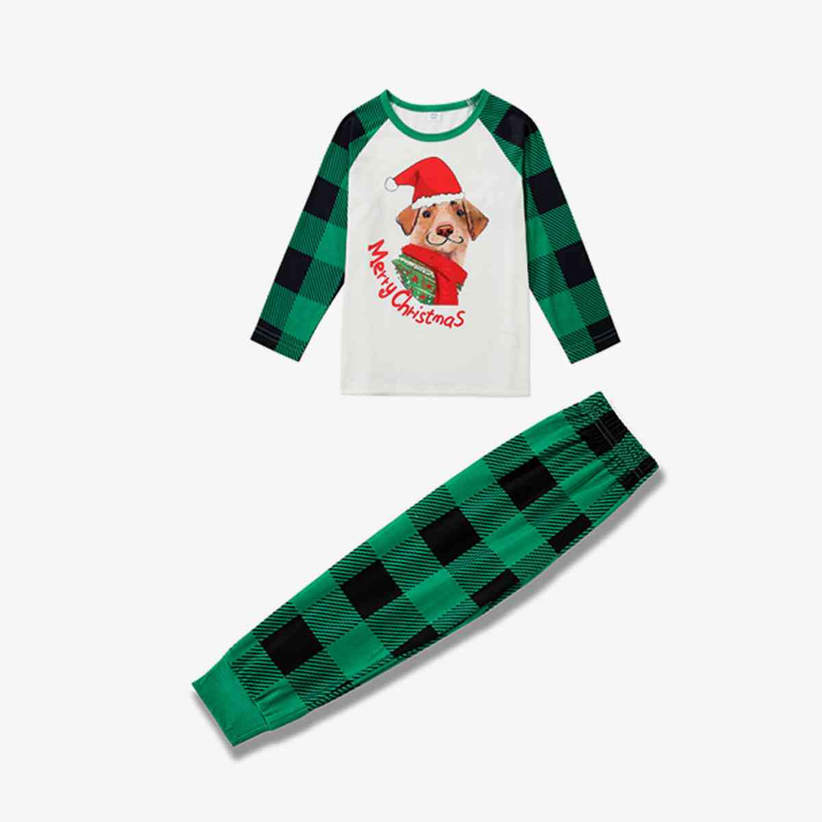 WOMEN MERRY CHRISTMAS Graphic Top and Plaid Pants Set - T -