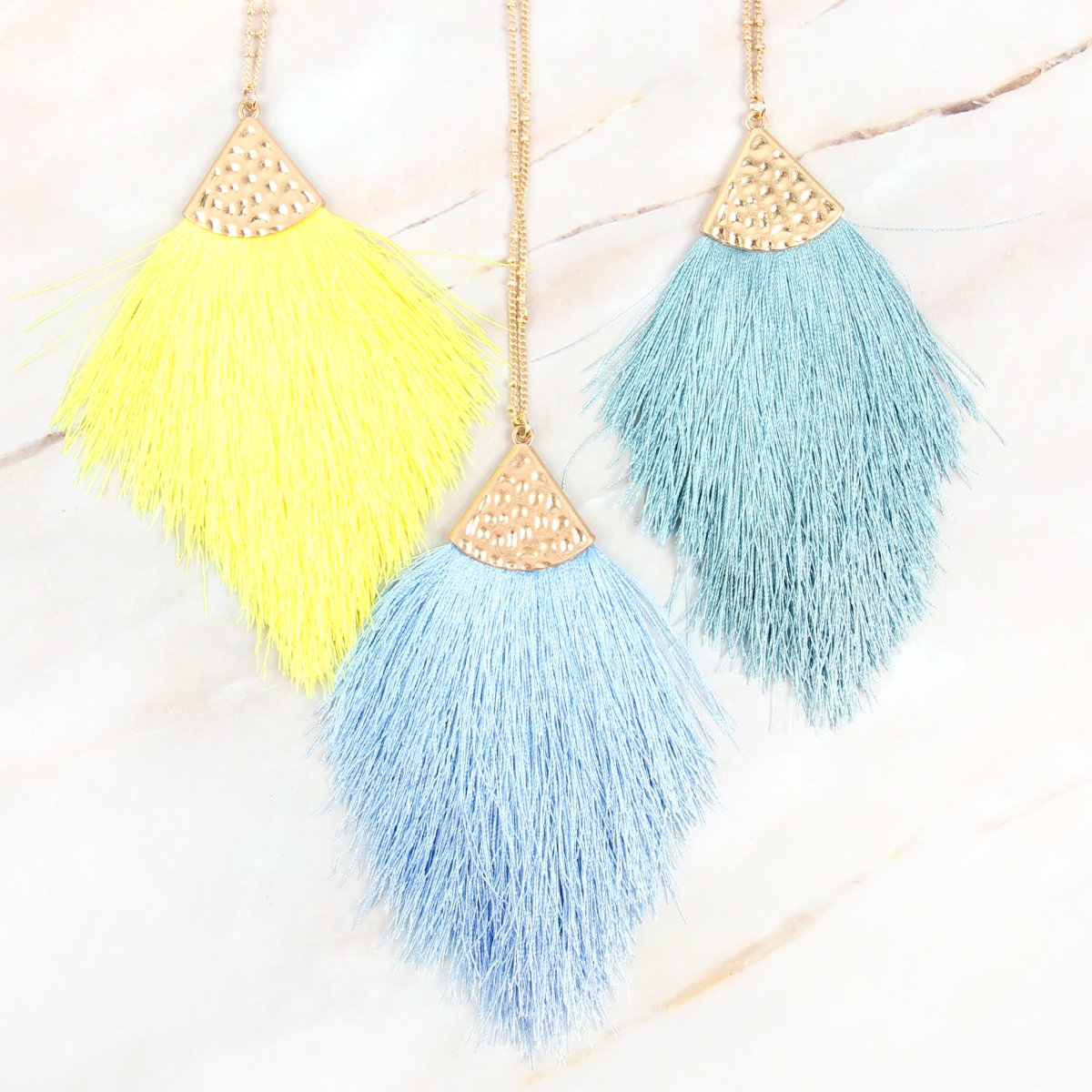 Riah Fashion - Tassel Pendant Dainty Necklace - 34 COLORS -