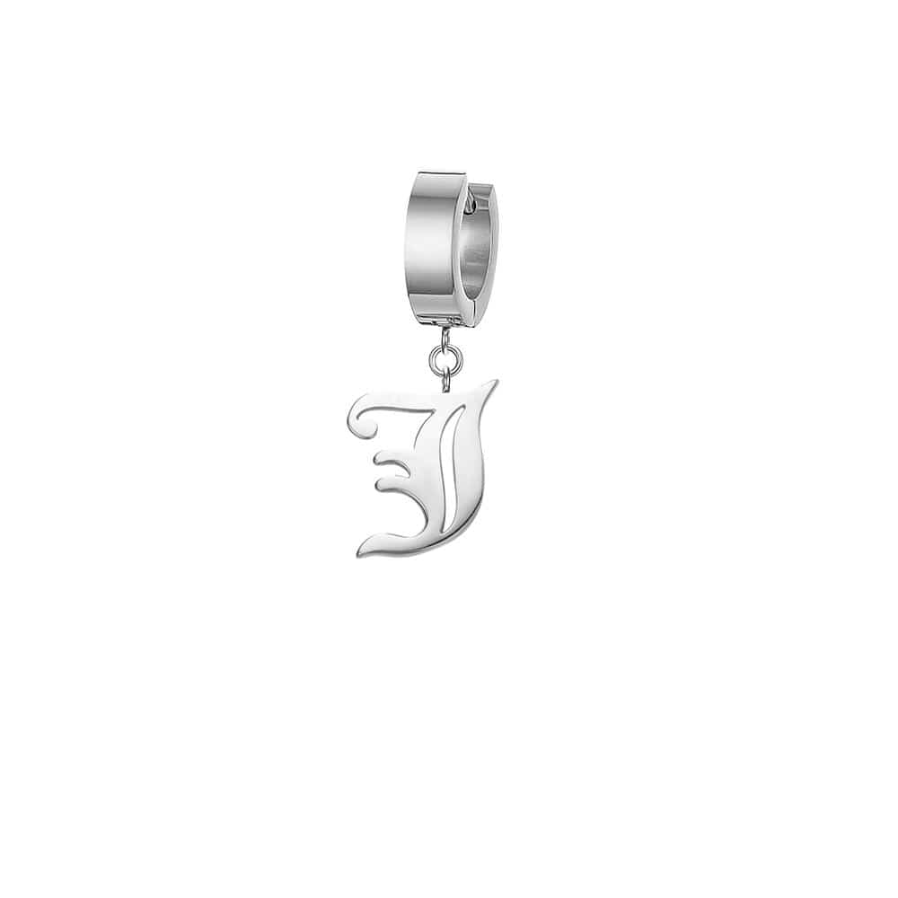 Mister - Old English Initial Earring - ALL 26 LETTERS - 2 FINISHES - FIND YOURS! -