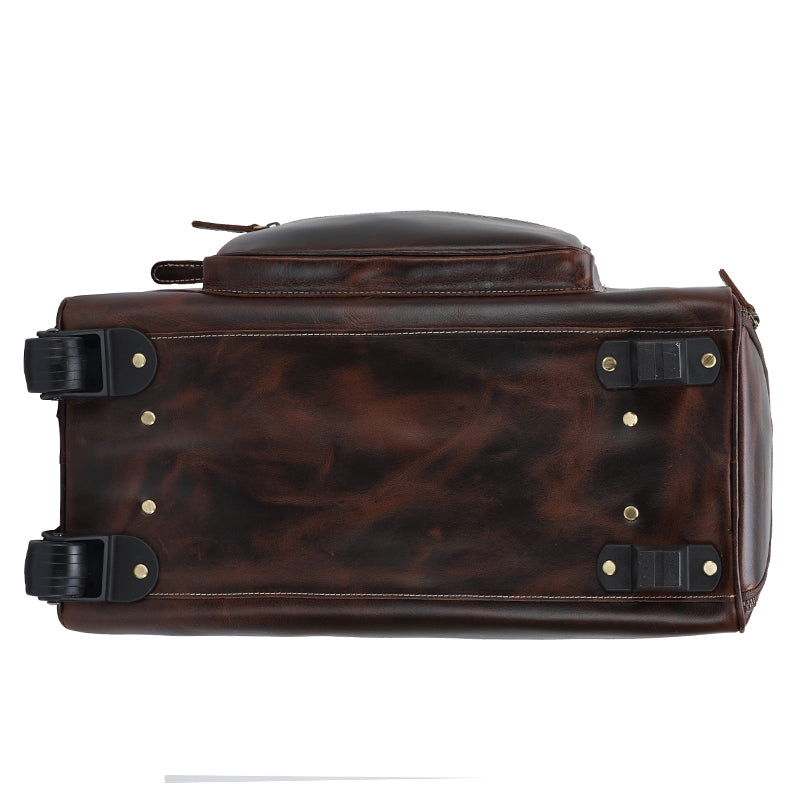 Leather Trolley Bag - Wheeled Leather Duffle Bag - [5-8 DAY DELIVERY]  - 1 COLOR -