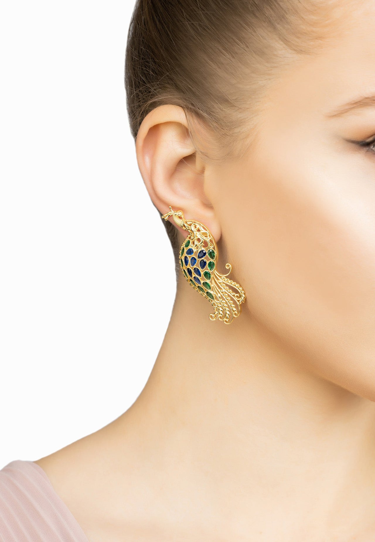 LATELITA - Peacock Train Earrings Gold Blue Green -