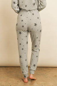 Thumbnail for Riah Fashion - Star Print Brushed Top and Joggers Set With Self Tie - 2 PCS - 1 COLOR