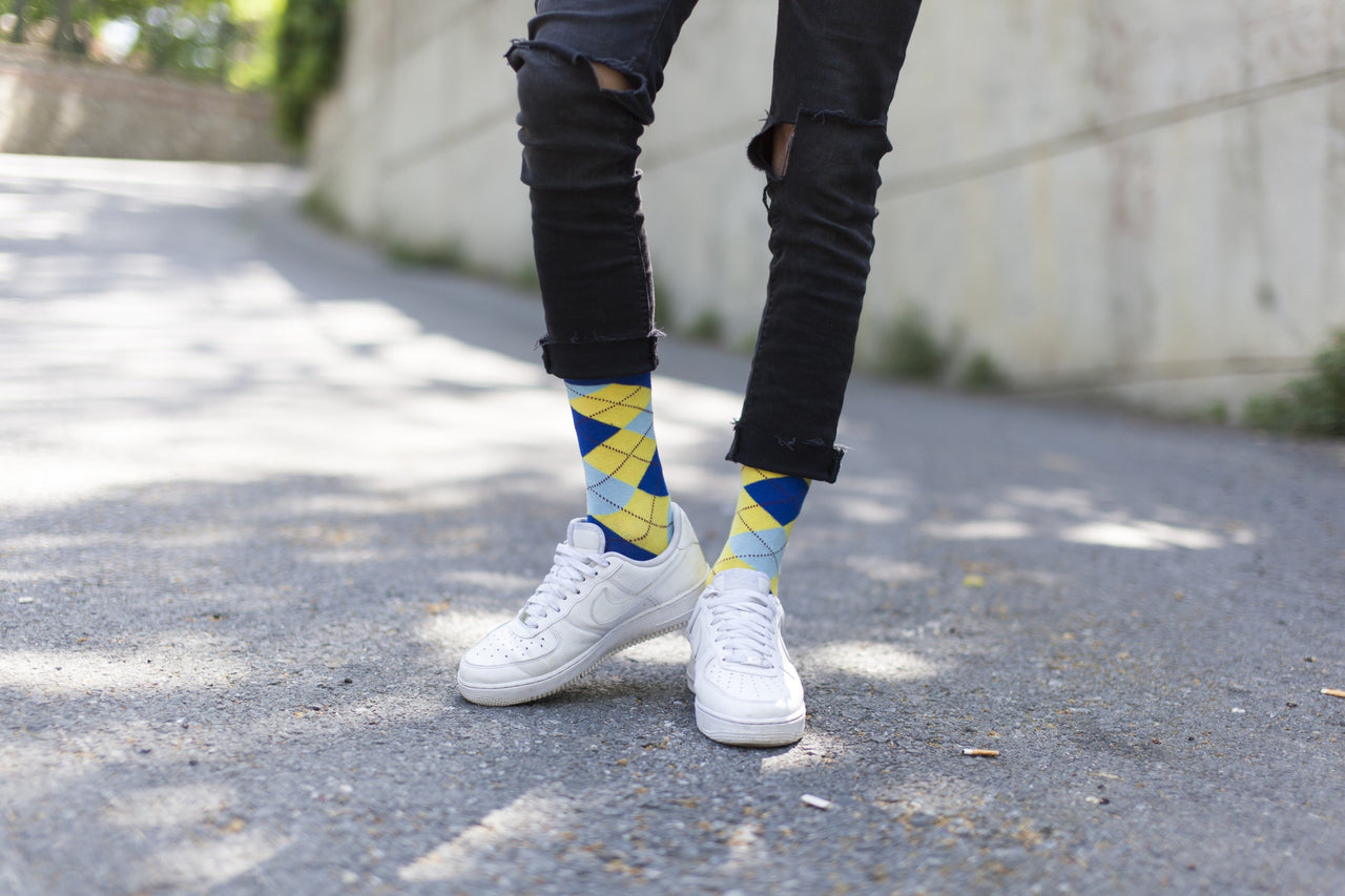 Men's Admiral Lemon Argyle Socks - 1 COLOR -