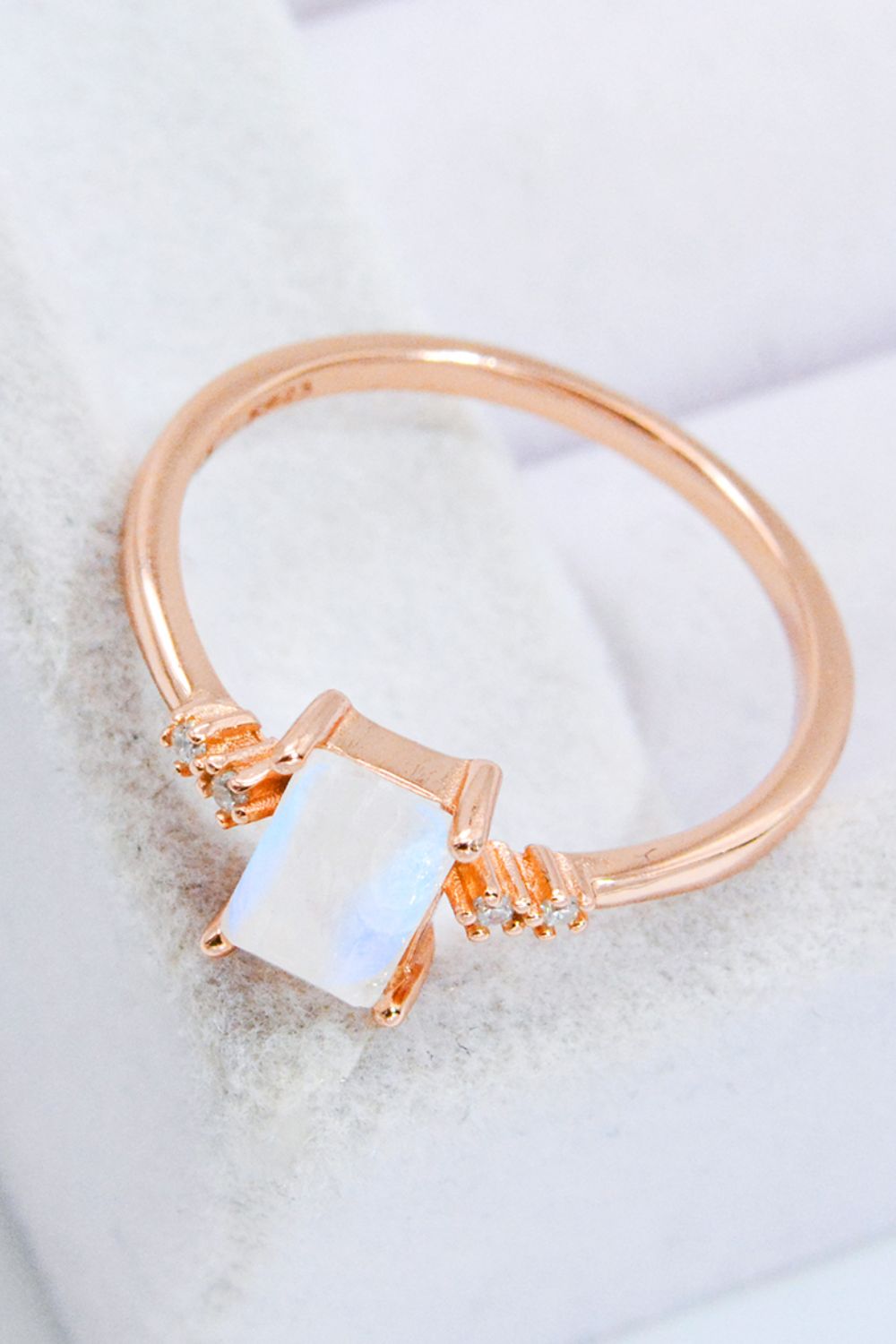 Rectangle Natural Moonstone Ring - T - SIZES 6 THRU 9 - 1 FINISH -