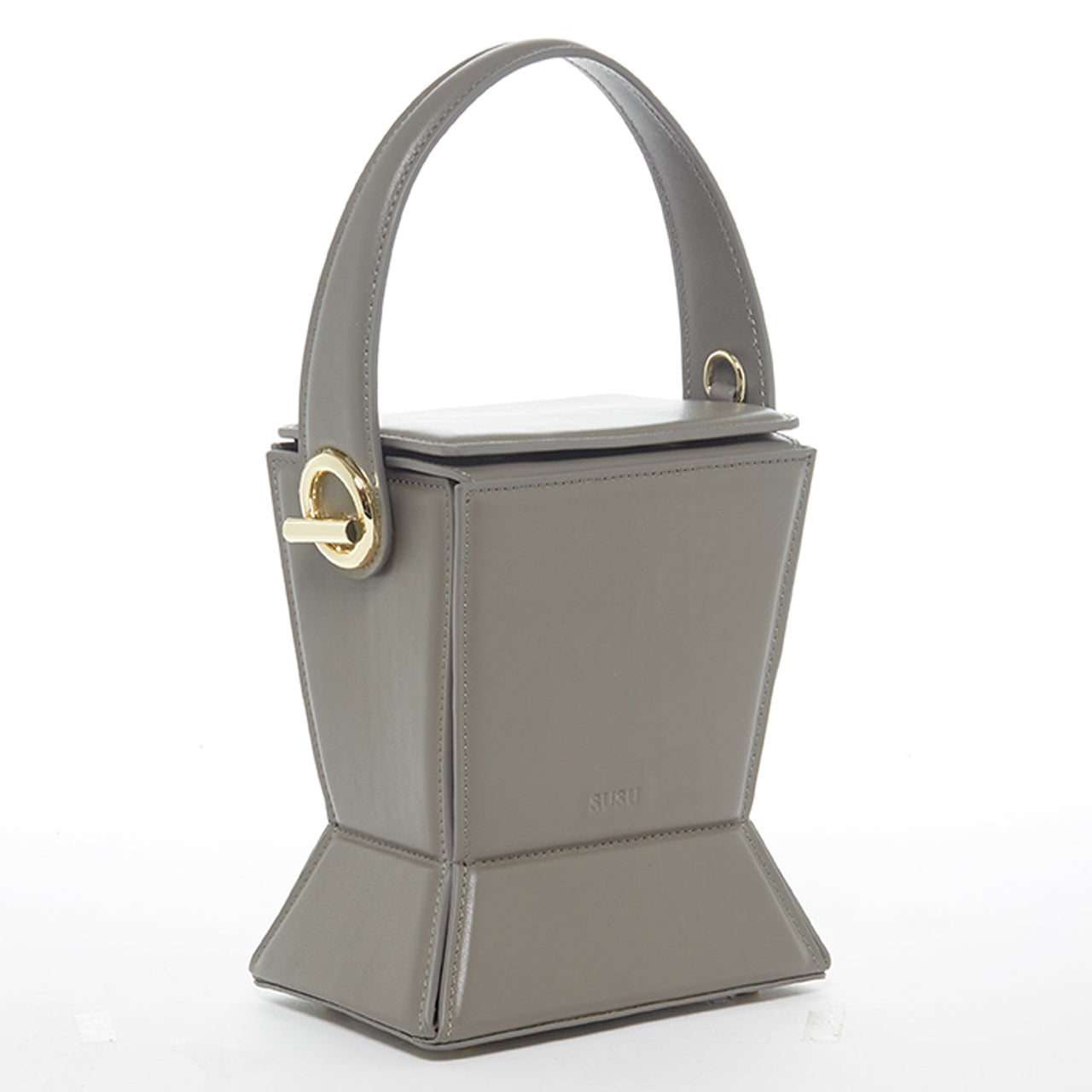 Amber Leather Bucket Bag Gray -