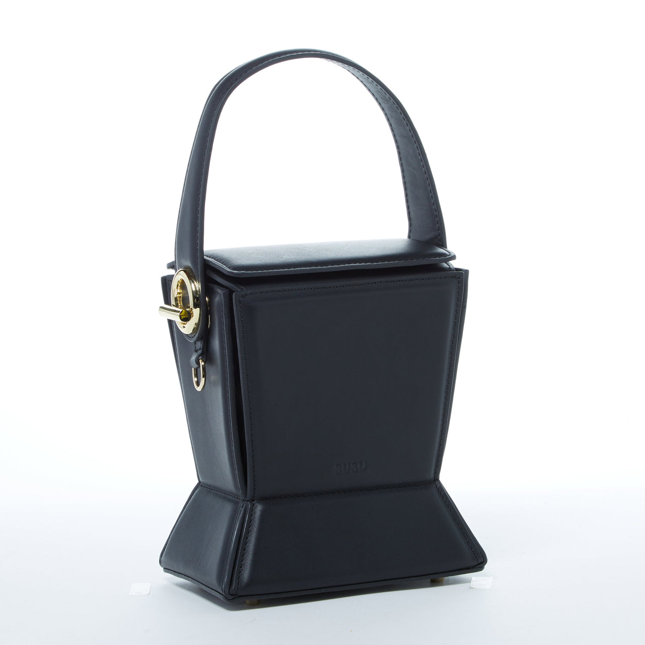 Amber Leather Bucket Purse Black -