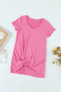 Thumbnail for Girls Twisted V-Neck Short Sleeve Dress - T - 5 SIZES - 3 COLORS -