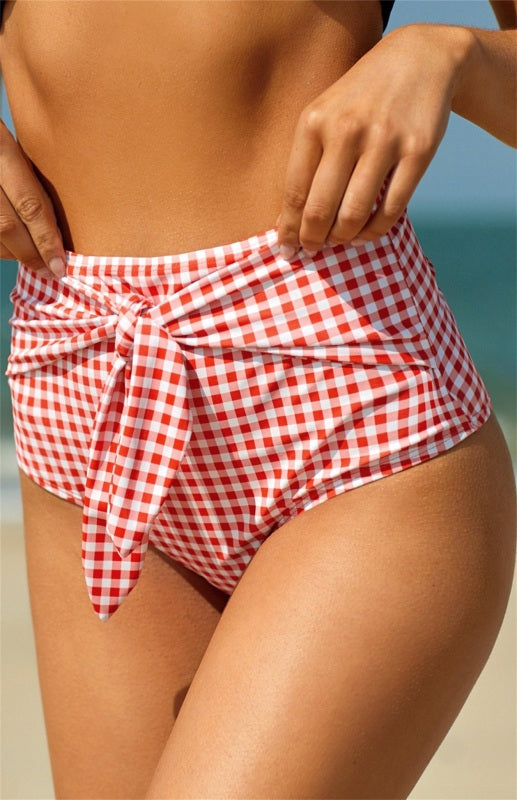 Women's Printed Bow High Waist Swim Shorts - K - 3 PATTERNS -