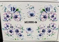 Thumbnail for 3D Acrylic Engraved / Relief - Flower Nail Stickers Embossed Flowers & Leaves - [27 DAY DELIVERY] -  Water Decals  - 19 STYLES! -