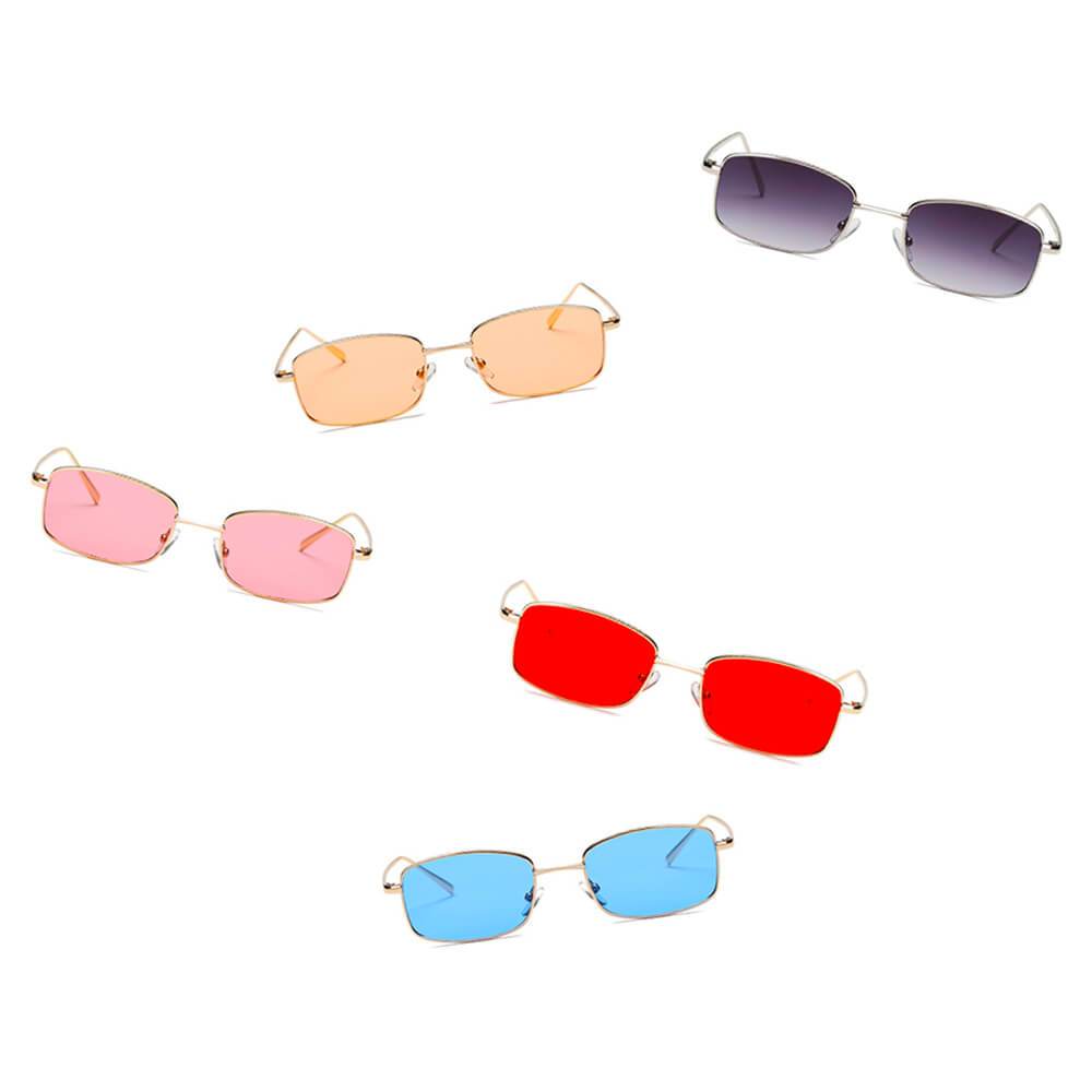 Garner | S2076 - Retro Vintage Slim Rectangle Sunglasses - 5 COLORS -