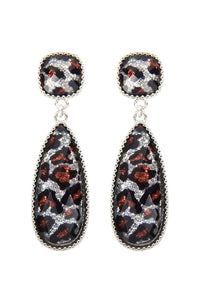 Thumbnail for Glitter Leopard Post Dangle Drop Earrings - 4 COLORS -