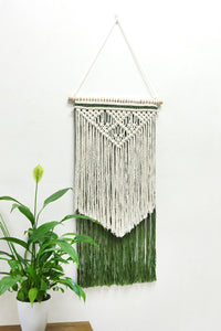 Thumbnail for Contrast Fringe Handmade Macrame Wall Hanging - 15.7