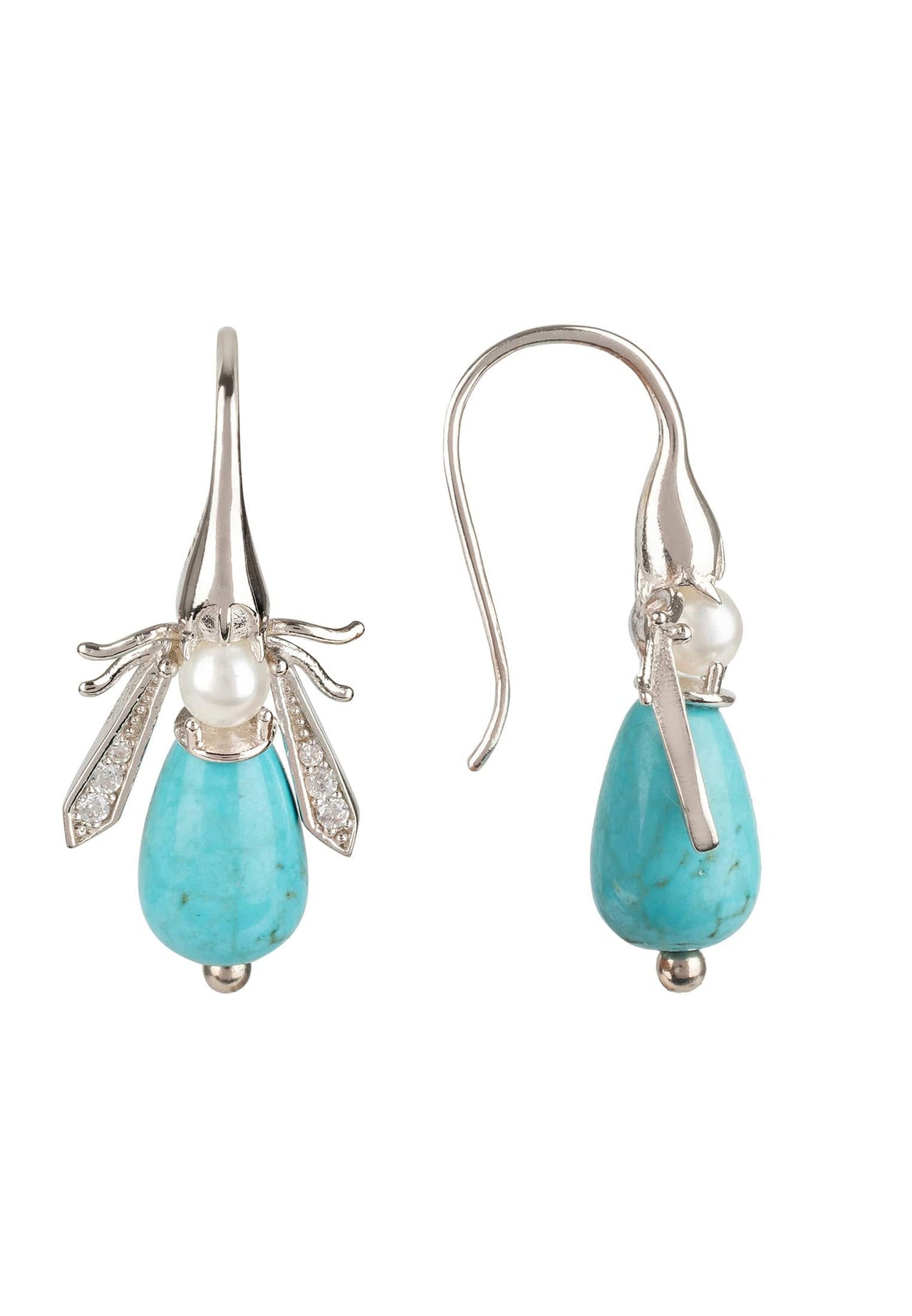 LATELITA - Turquoise Honey Bee Earrings Silver -