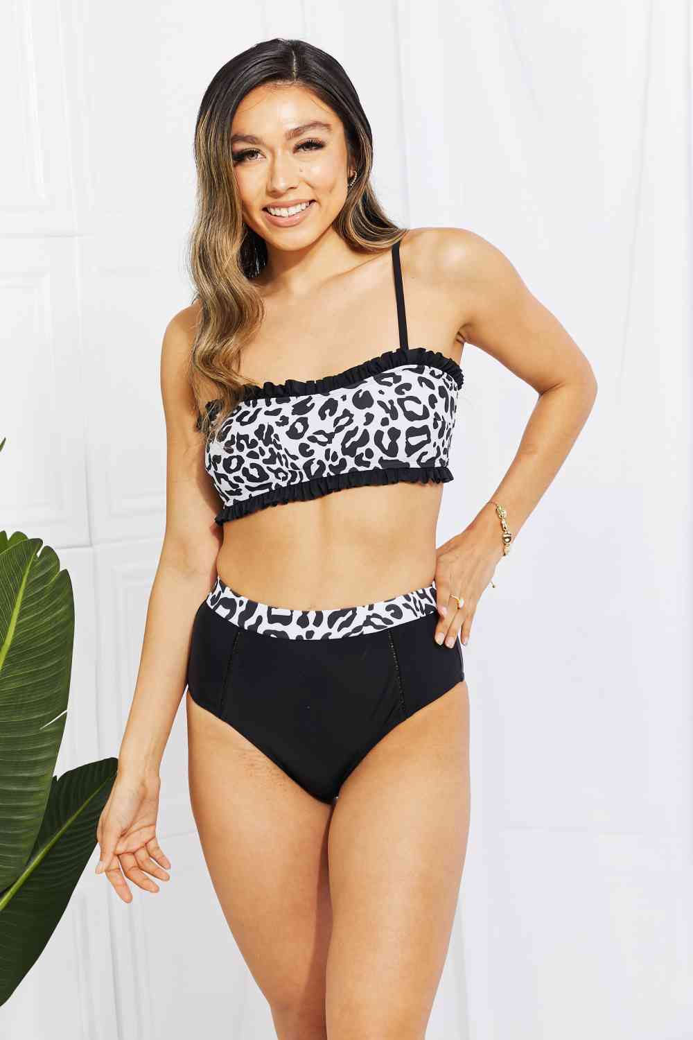 Frilled Leopard Bikini Set - T - 1 COLOR -